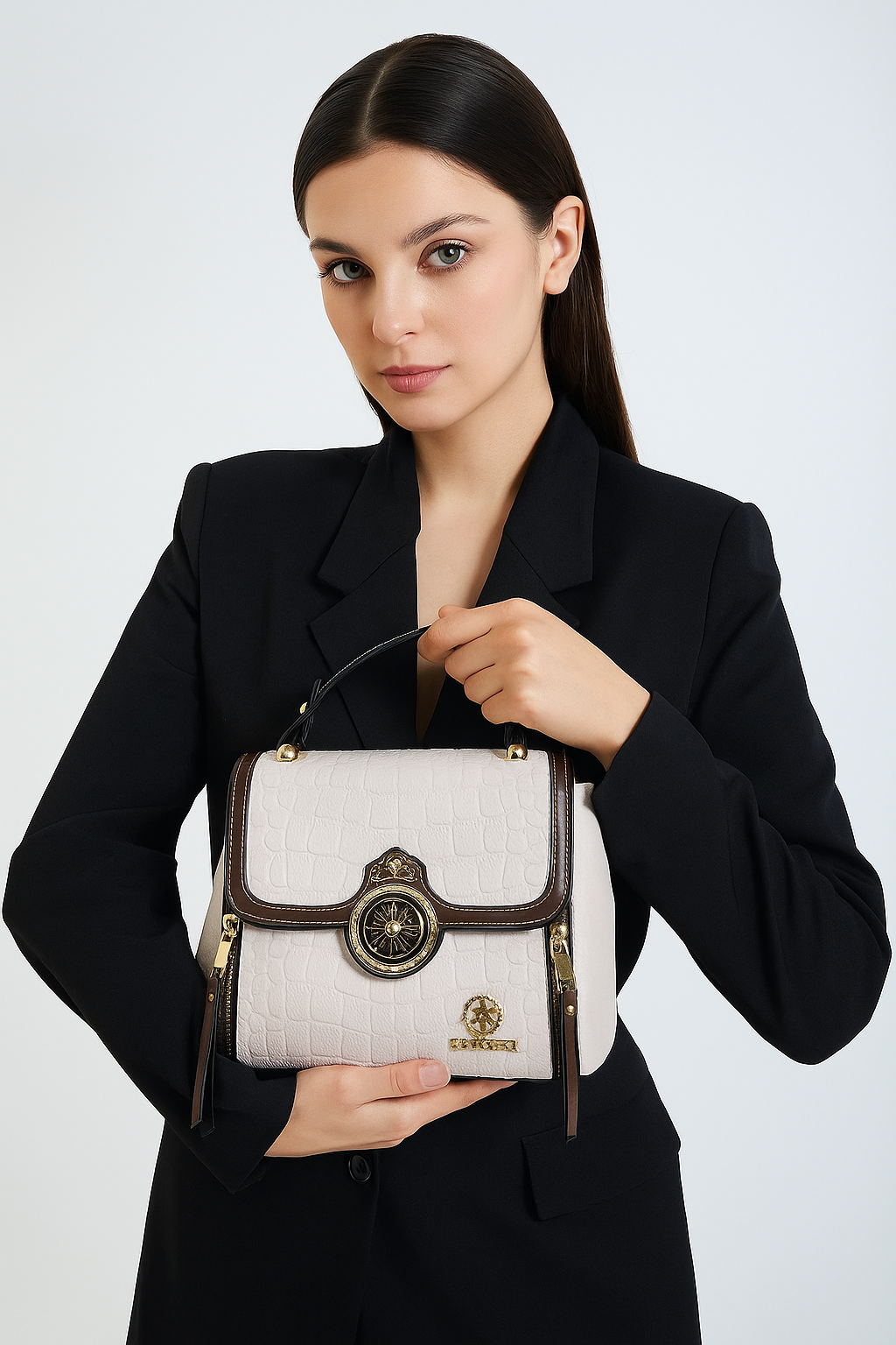 Metal lock handbag